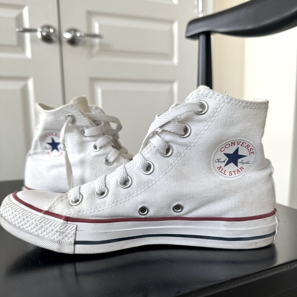 White high top Converse, women’s size 6